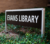 Sign for Evans Library