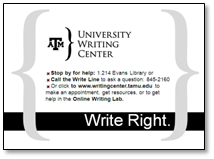 A small, blurry image of a slide describing University Writing Center services